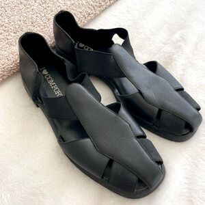 I Love Comfort Black Leather Fisherman Sandals